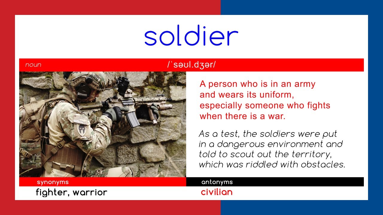 S O L D I E R - WORD OF THE DAY - English - Meaning - Spelling - Synonyms &  Antonyms SATS 