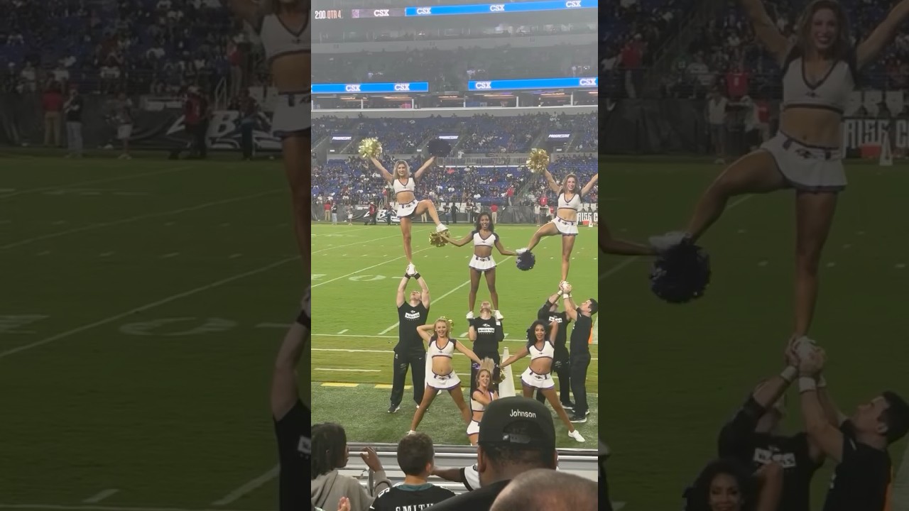 Baltimore Ravens cheerleaders Sideline performance B…. .#cheer #viral # cheerleading #stunting #nfl - YouTube