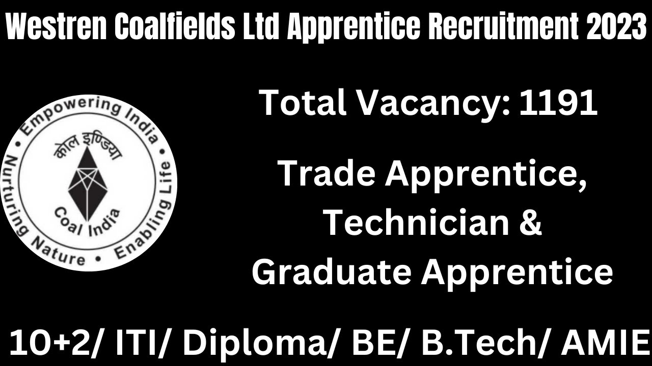 western coalfields limited recruitment 2023 | western coalfields wcl apprentices online form 2023