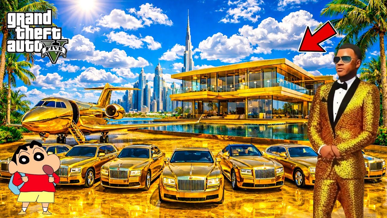 Franklin & Shinchan OPEN BILLIONAIRE CAR Showroom In GTA5 royalgamerzm-1