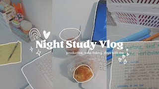 Night Study Vlog🥛 - Study with me☽ , note-taking✍ and days in my life ⋆·˚ ༘ *