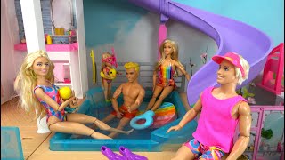 Barbie and Ken at Barbie Dream House Getting Ready for Pool Party for New NextDoor Neighbors