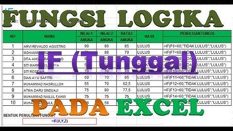 contoh fungsi logika if tunggal pada excel