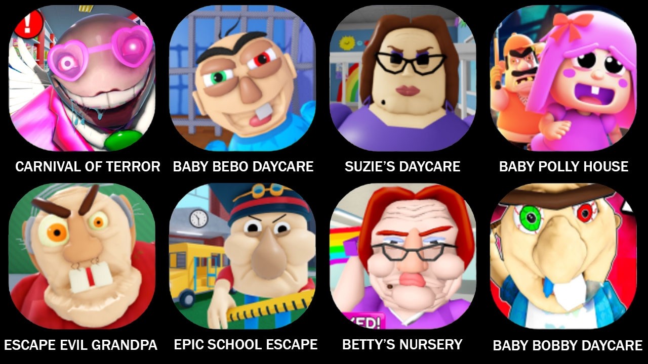 MR YUMMY'S SUPERMARKET! (OBBY), ESCAPE BABY BEBO DAYCARE! (FIRST PERSON OBBY), EVIL COP'S PRISON!