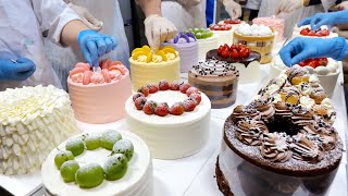 100명중 100명이 맛있다고 하는 빵집? 20가지가 넘는 케이크, 시간순삭! 제작 과정 | How Various Cream Cakes are Made |Korean Dessert