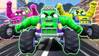 Böse HULK Monstertruckklone zerstören CAR CITY! - Transformer Roboter Auto Kampf | Robofusion