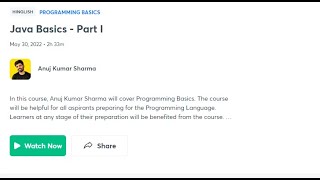 Anuj Bhaiya Unacademy Java DSA Placement Course | Java Basics Part 01 | 30th May Practice Question.