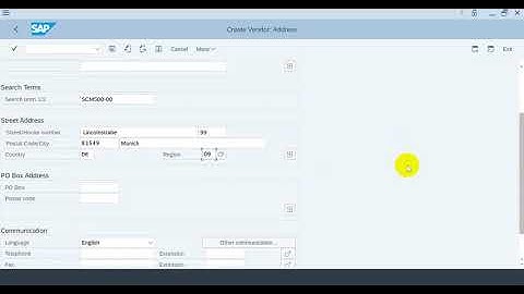 Exercise-7.1 Create vendor master record (SAP MM Tutorial)