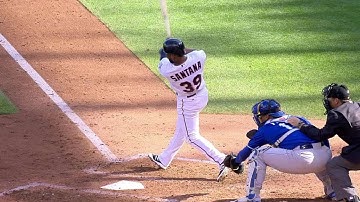 KC@MIN: Santana puts Twins on the board with a single