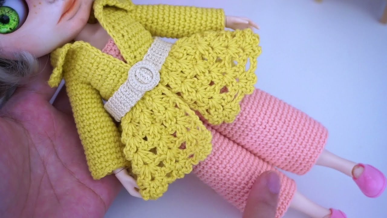 Урок по вязанию крючком пиджака для куклы Блайз (жакет для куклы)