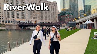 Chicago RiverWalk Fall Season Walk on Sunday | September 29, 2024 | 4k Video