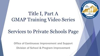 GMAP 09   Services to Private Schools