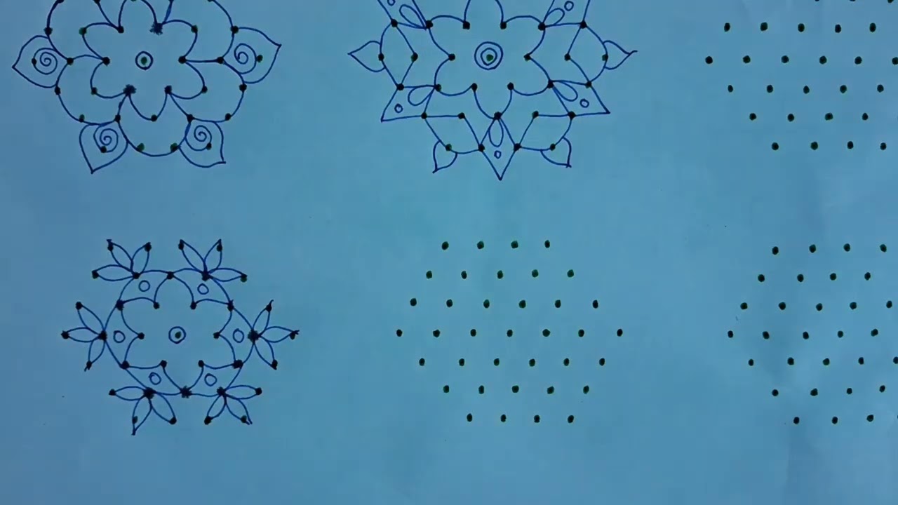 Simple and easy dot rangoli designs. Kolam muggulu, festival rangoli 