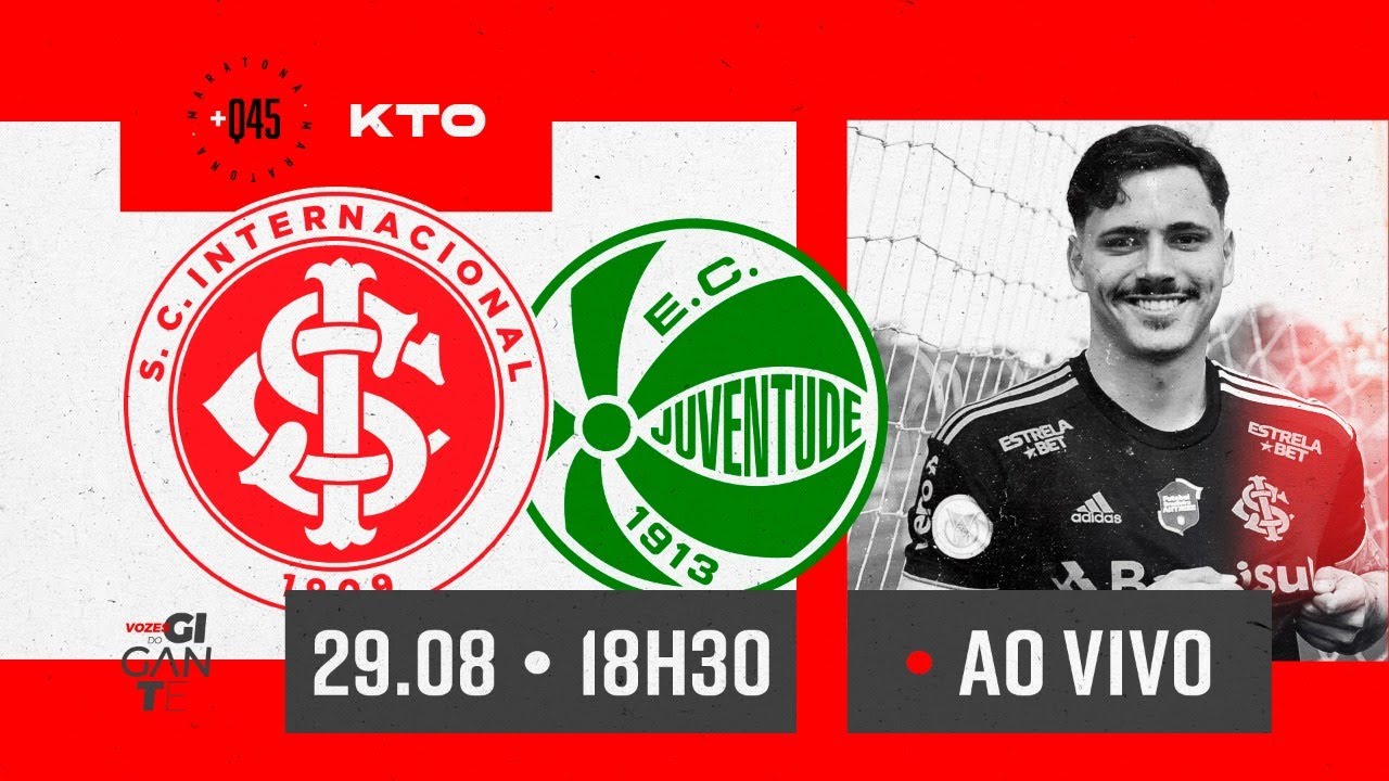 INTERNACIONAL X JUVENTUDE AO VIVO COM IMAGENS - JOGO DE HOJE - ASSISTA  AGORA! 