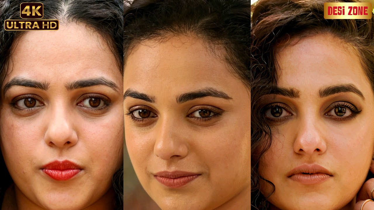 Nithya Menen Close Up Face & Lips 4k Video | Nithya Menen Vertical Edit 4k | Desi Zone