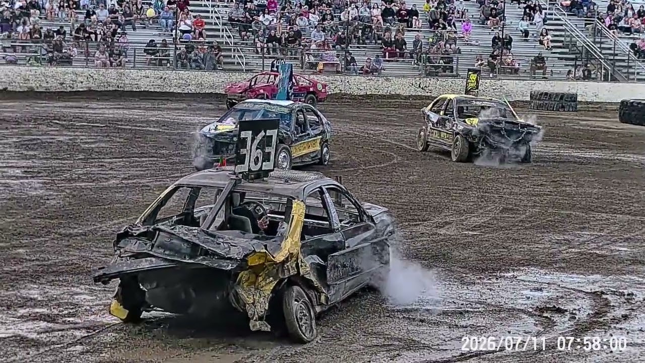 demolition derby ''mini car derby'' 7 11 26 kdda - YouTube