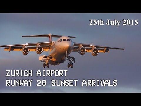 Zürich Kloten Airport Plane Spotting (ZRH-LSZH) - Runway 28 Sunset Landings