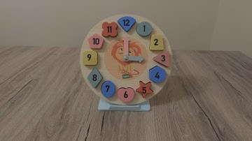 Learn Numbers, Shapes, Colors with Wooden Shape Sorting Clock Educational Toy
