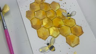 How to Paint a Bumblebee and Honeycomb in Watercolors SO EASY