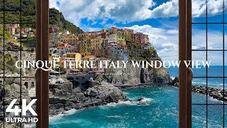 4K Coastal town Manarola, Cinque Terre in Italy window view  Relaxing, Calming, Ambience