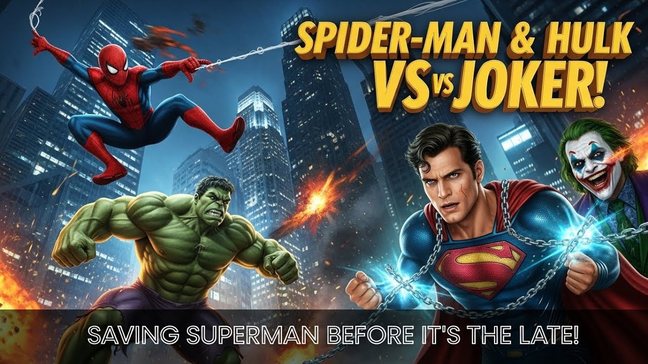 “Unexpected Team-Up: Spider-Man & Hulk Rescue Superman from Joker!”