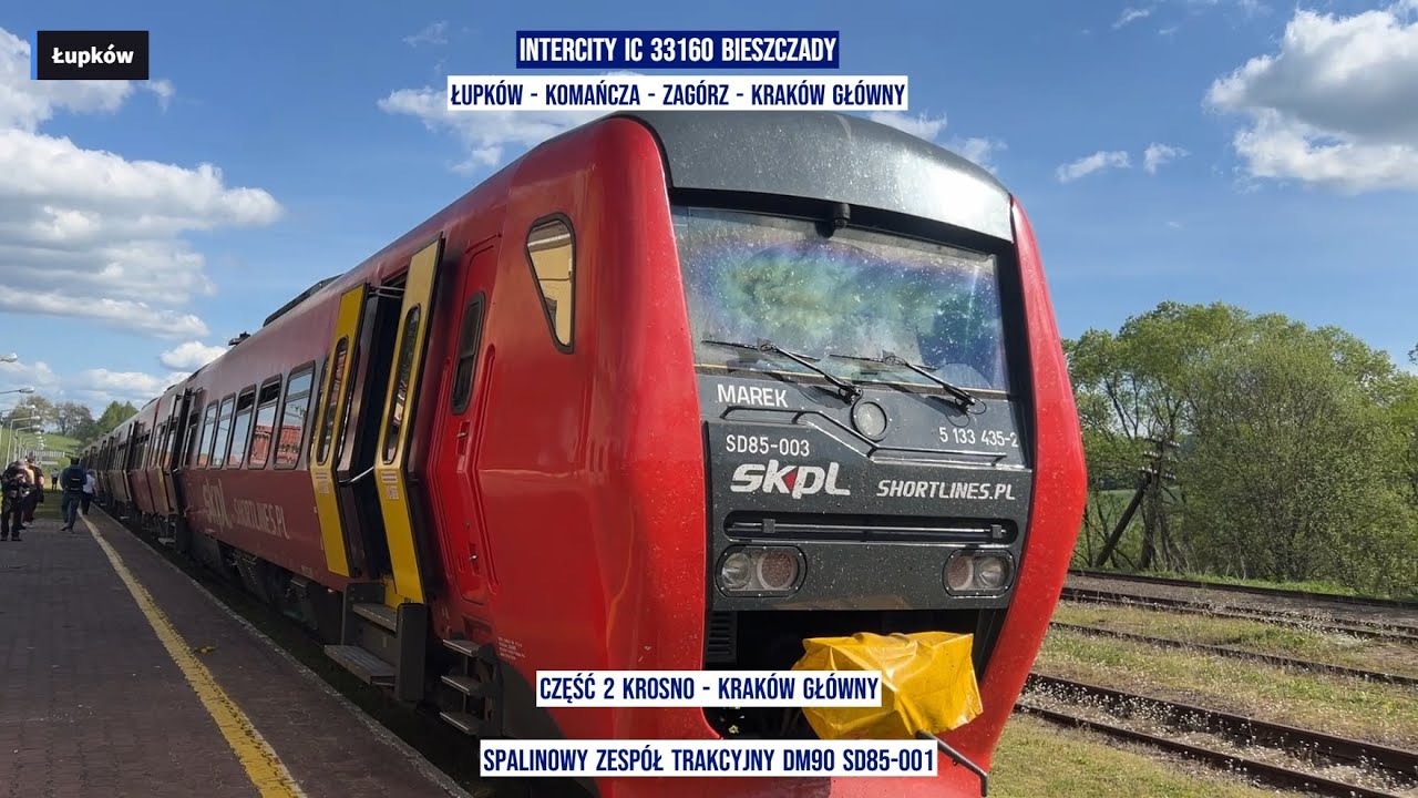 InterCity IC 33160  BIESZCZADY Łupków - Komańcza - Zagórz - Kraków Główny Część 2 relaksujący film