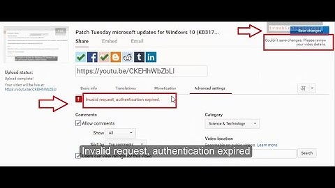 Fix Invalid request, authentication expired error in youtube Couldn