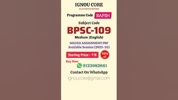 BPSC 109 Solved Assignment PDF 2025-26 in English, NAPSH program BPSC-109 Solved assignments