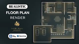 Realistic 2D Floor Plan Render in SketchUp and V-Ray | Step-by-Step  #sketchup #vray #architecture