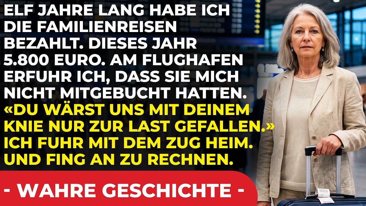 Ich stand am Flughafen Hamburg mit einem gepackten Koffer, als mein Schwiegersohn mir die Hand auf den Arm legte und sagte: „Mutti, sei nicht böse, du wärst uns mit deinem Knie doch nur zur Last...