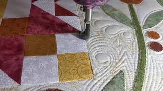 Free Hand Feather Fill Pebbles Bubbles Echo Custom Quilting Free Motion Longarm Applique quilt