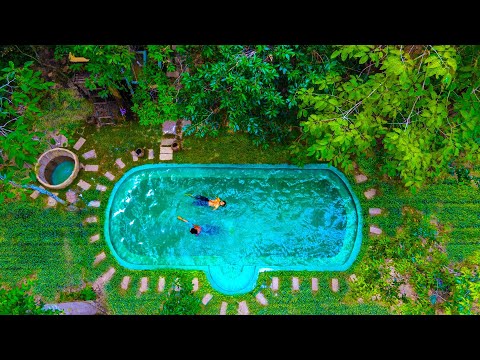 Jungle Survival - Build The Most Beautiful Swimming Pool infront of Bamboo Villa