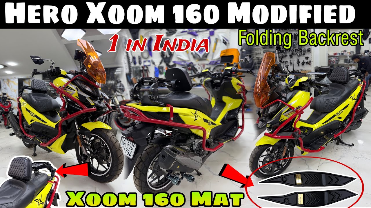 Hero Xoom 160 Modified | Floor Mat | Folding Backrest | Xoom 160 Modifications 😱