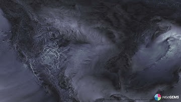 Wind gusts over North America for 2.5 months simulated by ECMWF model IFS with 4km resolution.