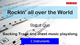 Status Quo Rockin&#39; all over the World C Flute Violin Backing Track and Sheet Music