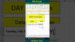Day Formula In Excel || Excel Formulas