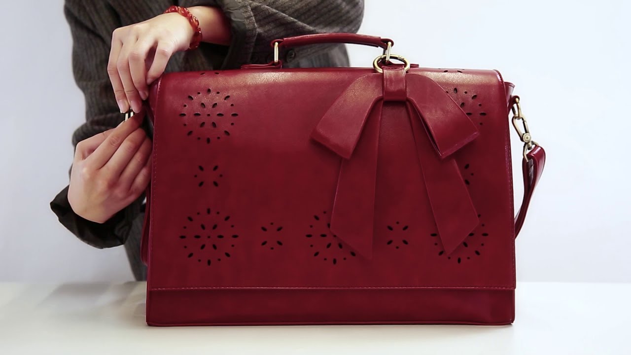 Women's Faux leather Bow Briefcase Introduction YouTube