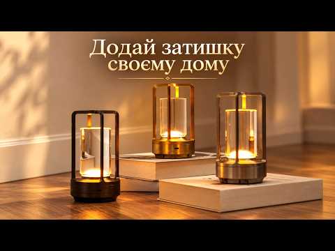 Настольная LED лампа-ночник аккумуляторная, металлическая, с регулировкой яркости и 3 цветами света, золотистая, видео 1