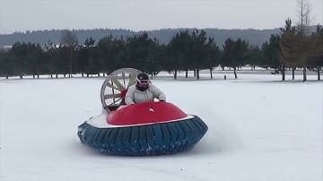 Hovercrafts in the snow at Wensum Valley Golf Club