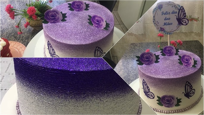 Bolo Lilás com Roxo(com glitter) 