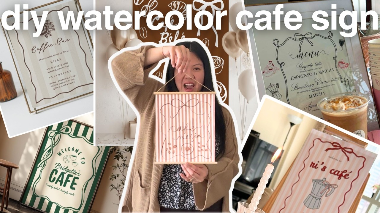 DIY watercolor home cafe sign ☕️🤍