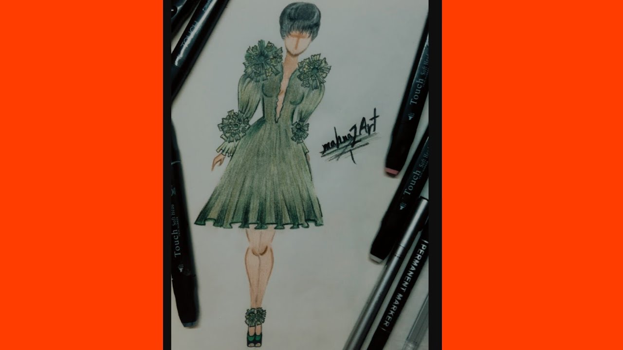 very easy to draw a fashion mannequin with beautiful clothes for