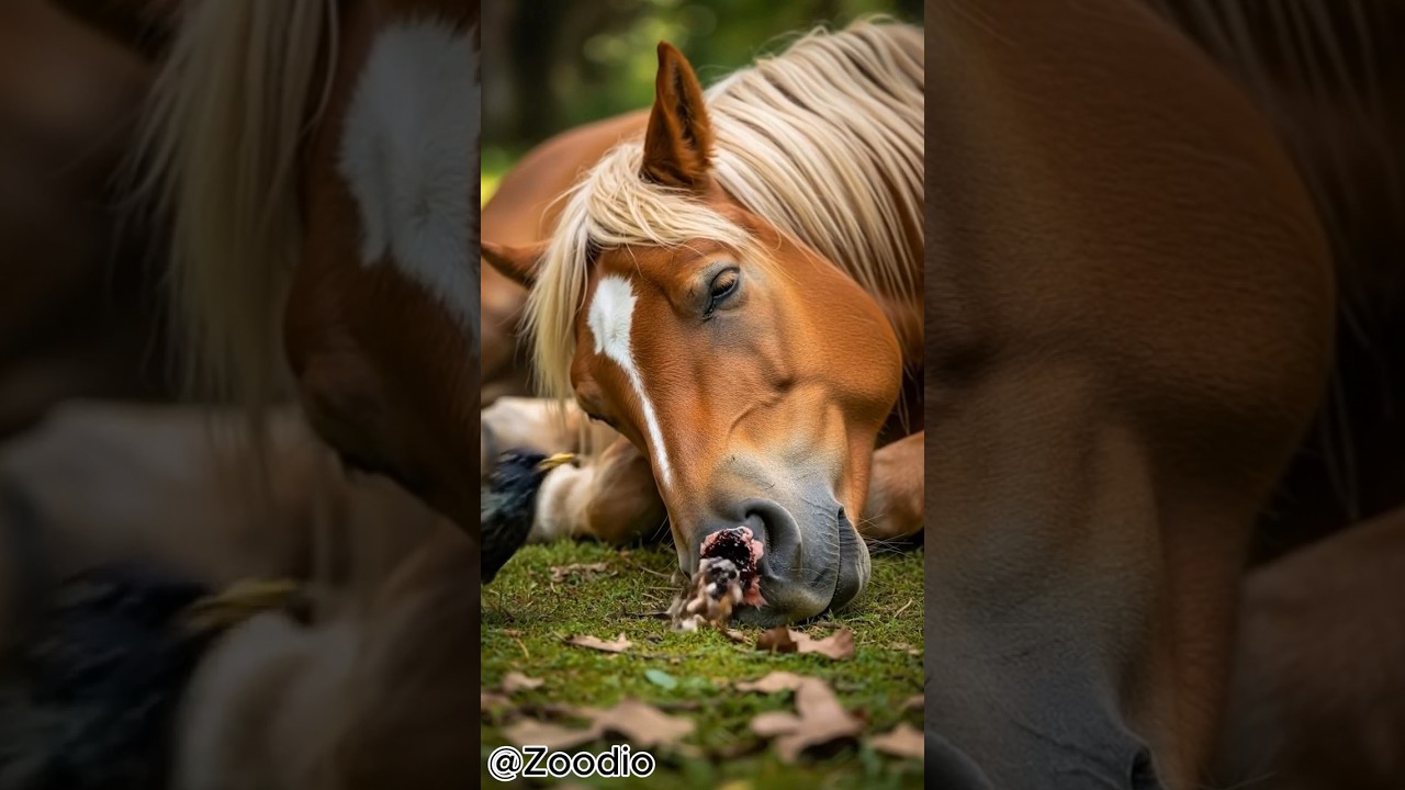 Bird heals horse’s wound. 