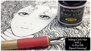 Inking Curly Hair with a G Pen Nib [Speed Drawing]