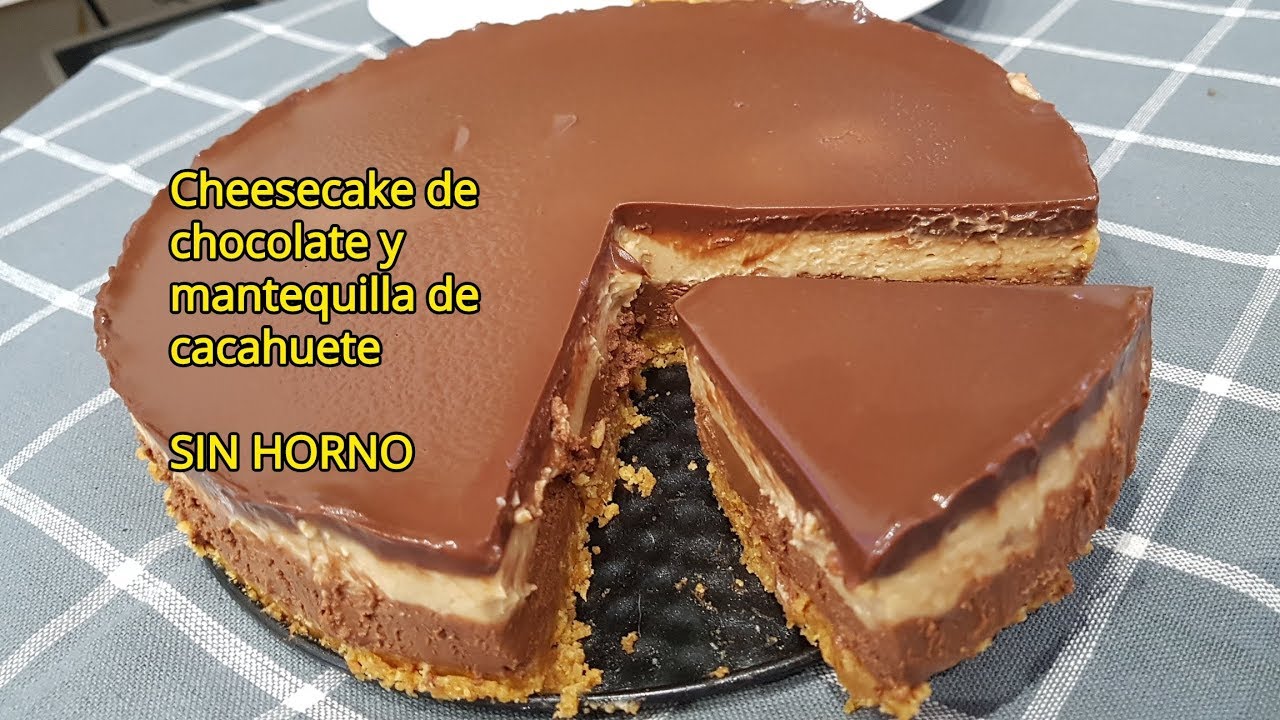 Cheesecake de chocolate y mantequilla de cacahuete SIN HORNO