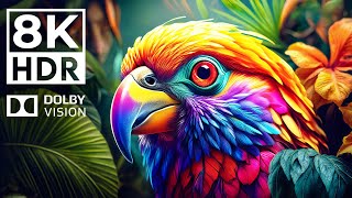 WILD BIRDS 8K HDR - With Soothing Relaxing Nature Music (dynamic color)