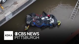 Man dies after vehicle flips over into Pittsburgh-area creek