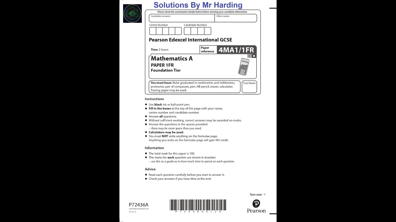 Edexcel igcse mathematics a january 2023 paper 1fr solutions