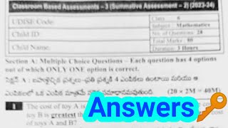 6th class sa2 cba3 mathematics question paper answers🔑 key real paper new syllabus