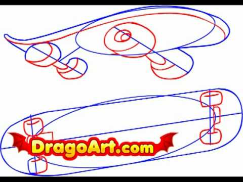 How to draw a skateboard, step by step - YouTube